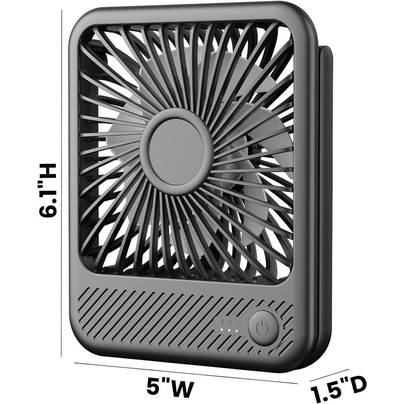 USB Desk Fan, Strong Wind Ultra Quiet Small Personal Fan with 180° Tilt Folding and 3 Speeds Adjustable, USB-C Corded Powered Mini USB Fan for Office Desktop Bedroom