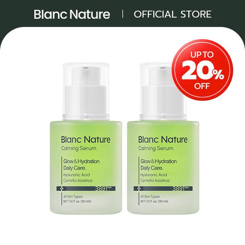 [Blanc Nature Official Shop] Calming Serum for Face, Soothing & Hydrating Facial Serum for Sensitive Skin, Lightweight Daily Care with Hyaluronic Acid, Centella Asiatica & Panthenol, Korean Skincare for Glass Skin, 1.01 Fl Oz