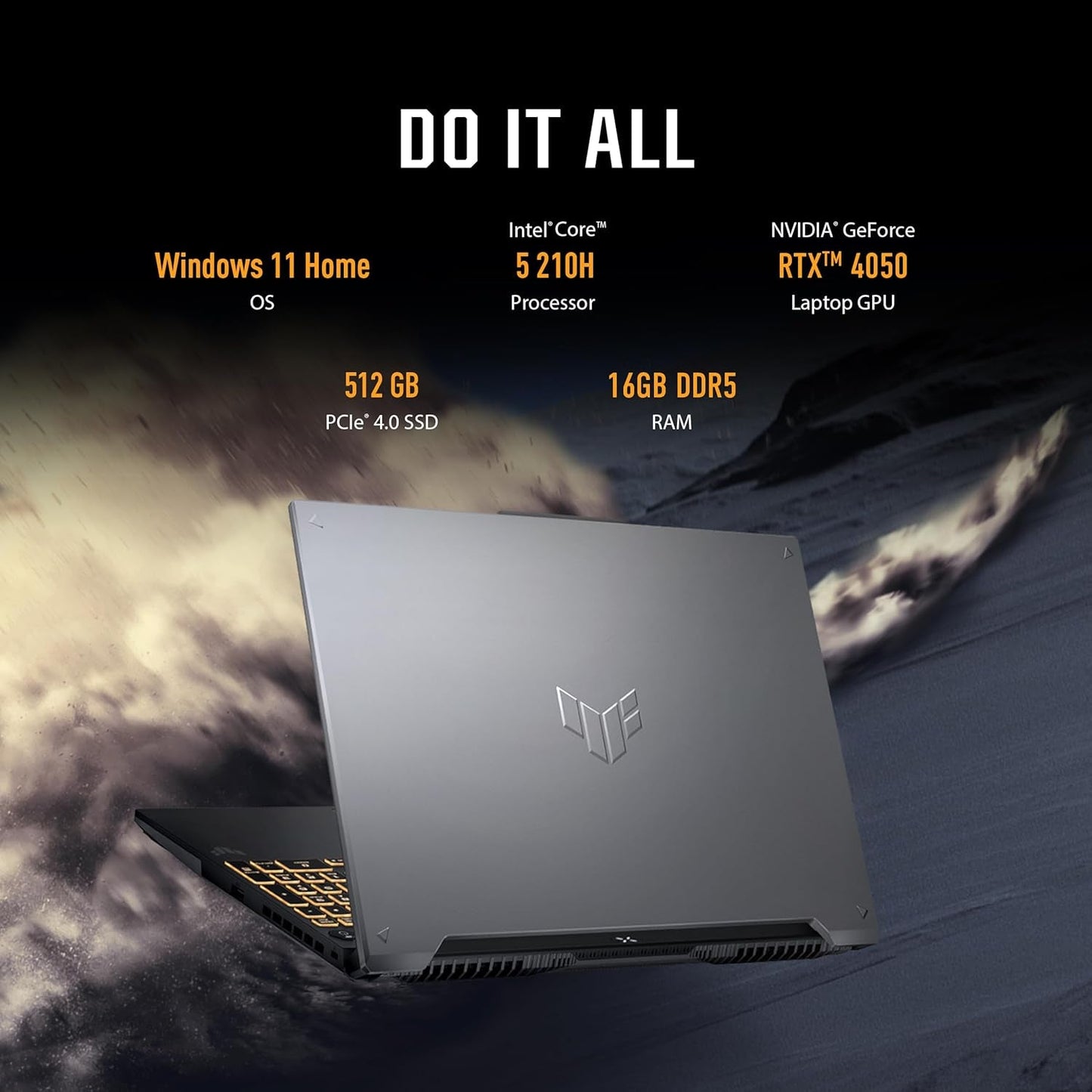 ASUS TUF Gaming F16 Gaming Laptop, 16” FHD+ 144Hz Ips-Level 16:10 Display, Intel® Core™ 5 210H, NVIDIA® Geforce RTX™ 4050, 16GB DDR5, 512GB Pcie Gen4 SSD, Wi-Fi 6, Win11 Home, FX607VU-SS53