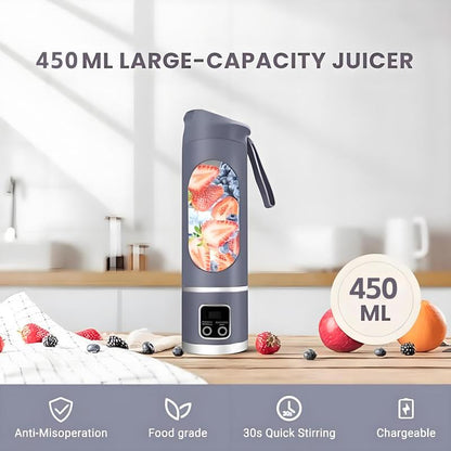 Portable Juicer, USB Rechargeable Juice Extractor Cup with LED Display, Fruit Juicer, Vegetable Juicer, Suitable for Outdoor Carrying Use, BPA Free Eco-Friendly Juicer Machine, Travel Mate and Kitchen Gadgets, Valentine'S Day Gifts for Adults