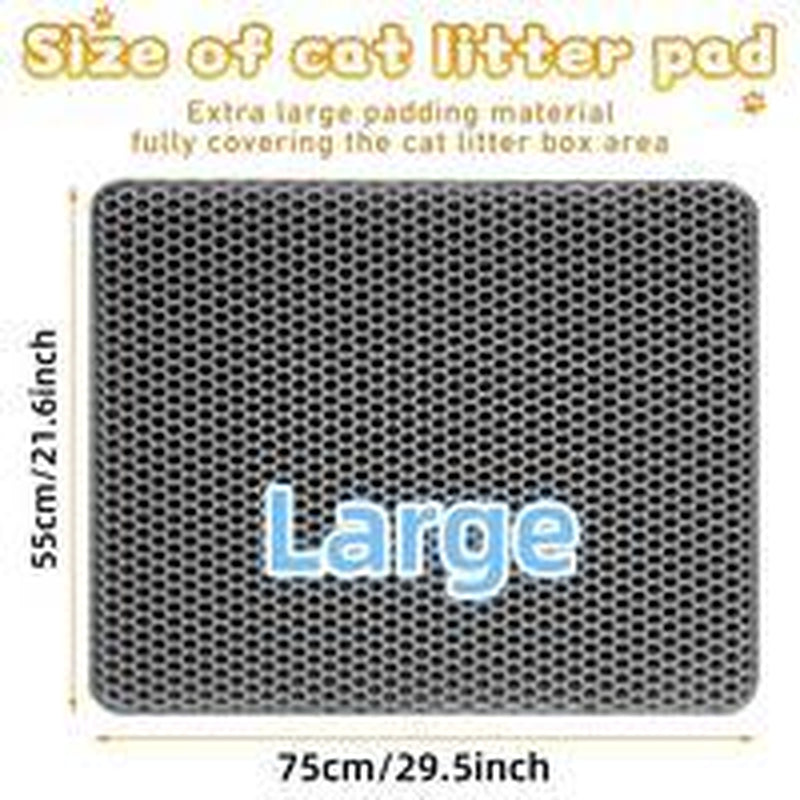 [Bb]Cat Litter Mat Double Layer Waterproof , Upgrade Waterproof Leakproof Back Layer, Honeycomb Trapping Mat, Washable, Easy to Clean, Scatter Control Kitty Litter Matt, Grey