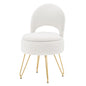Storage Ottoman Vanity Stool Chair with Folding Back Teddy Velvet Makeup Chair Multifunctional Upholstered Footstool,4 Metal Legs with Anti-Slip Feet for Bedroom Living Room Entryway