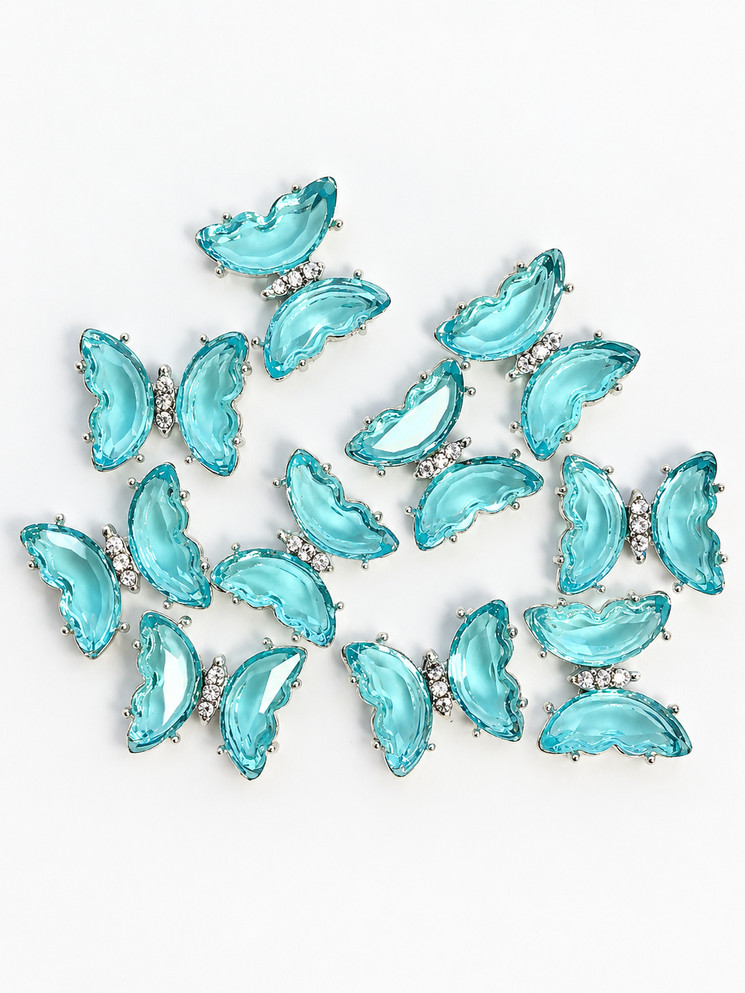 Queen - Nail Charms 10pc - #330 Silver Sky Blue Butterflies