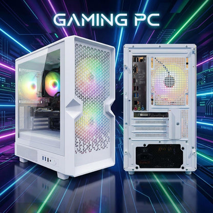 Stgaubron Gaming PC Desktop Computer, Intel Core I7 up to 3.9Ghz, Radeon RX 580 8G, 32GB RAM, 512GB SSD, Wifi 6, BT 5.0, RGB Fan X3, Windows 11 Home, White
