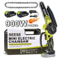 SEESE Brushless Mini Chainsaw - Portable Electric Cordless Saw for Wood Cutting, Batteries (2000Mah) ,Pruning, Gardening, Camping - Suitable for Seniors, Women Perfect Christmas & New Year Gift Idea