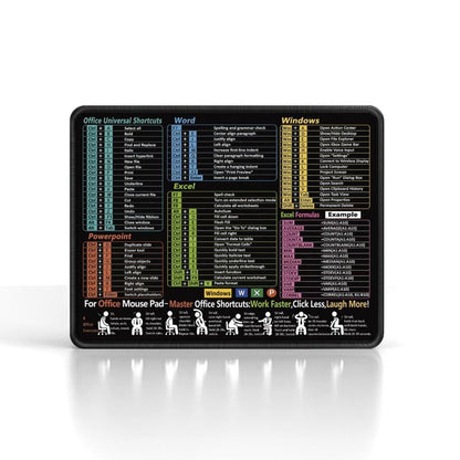 Excel Shortcut Cheat Sheet Mouse Pad Large Waterproof Desk Mat for Keyboard & Mouse Ergonomic Office Home Workstation Accessory 31.5 X 11.8 Inch Non-Slip Base