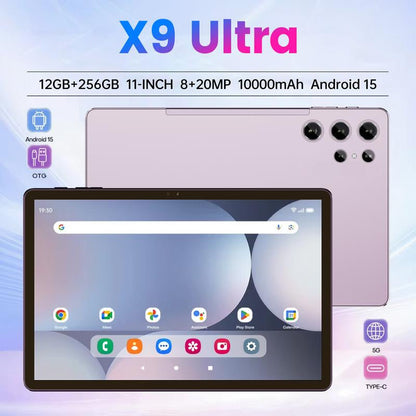 W&O 2026 New X9 Ultra 10.1-Inch Screen Android Tablet | 12GB+256GB Storage | 8000Mah Battery | 5G + Dual Wifi | 5+16MP HD Cameras | for Study/Work/Entertainment