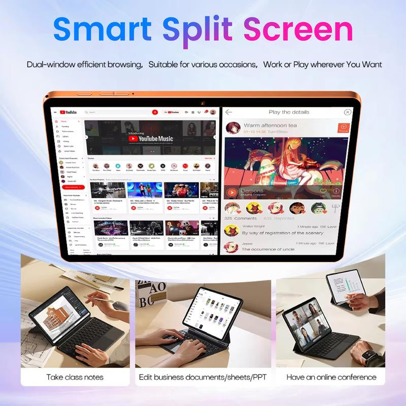 W&O 2026 New X9 Ultra 10.1-Inch Screen Android Tablet | 12GB+256GB Storage | 8000Mah Battery | 5G + Dual Wifi | 5+16MP HD Cameras | for Study/Work/Entertainment