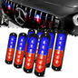 DIBMS Dual Color LED Emergency Strobe Lights - 8X Amber & White 6 LED Warning Light Bar for Cars, Trucks, Vans, ATVs & SUVs - Surface Mount Hazard Lights