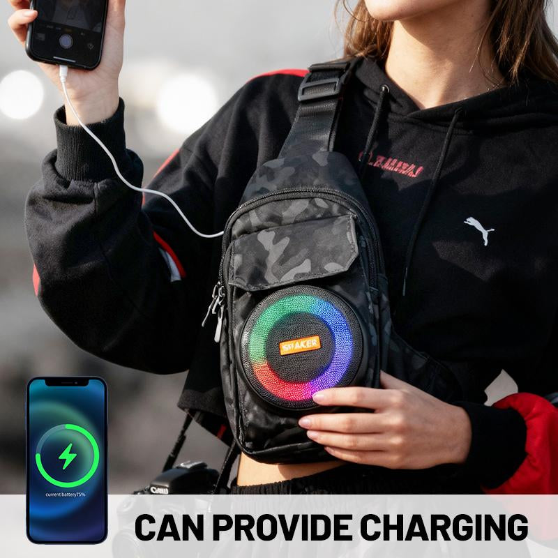 Trendy Outdoor Speaker Backpack, Portable Bluetooth Audio, Storage Space, Charging Power & FM Player – Designed for Camping, Hiking & Adventure Trips