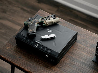 Iron PRO Biometric Fingerprint Gun Safe for Handgun, Swift Entry Gun Lock Box Featuring with Interior Light and Emergency Power Supply, Pistol Safes for Home, Nightstand, Bedside, and Car