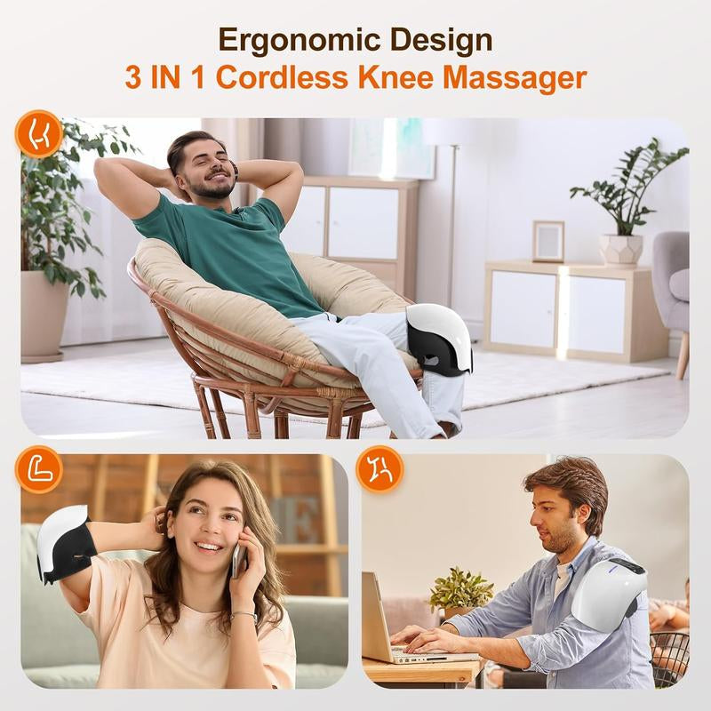 Portable Knee Massager with Built-In Battery, Vibration Hot Compress Intelligent Knee Protector, Shoulder Elbow Knee Multi-Function Massage Tool