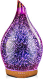 Porseme 280Ml Essential Oil Diffuser 3D Hand-Blown Glass Aroma Diffusor, Aromatherapy Unltrasonic Cool Mist Deffuser, 7 Color Changing Humidifier, Waterless Shut-Off, Timer Function for Home Office