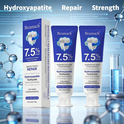 Beamach Hydroxyapatite Toothpaste 7.5% for Enamel Repair & Teeth Whitening Refreshing Flavor Fluoride-Free 4.23Oz Gentle Formula for Sensitive Teeth Care