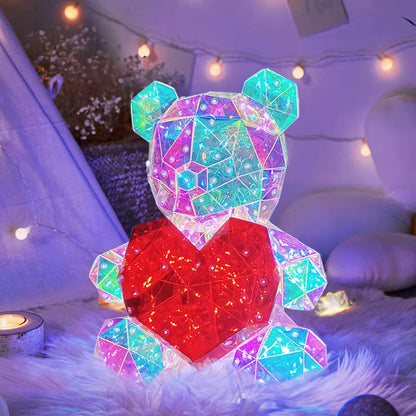 30Cm Phantom PVC Multi Faceted Rose Teddy Bear Valentine'S Day Xmas Gift Sequin LED Teddy Bear with Box Wedding Anniversary Gift