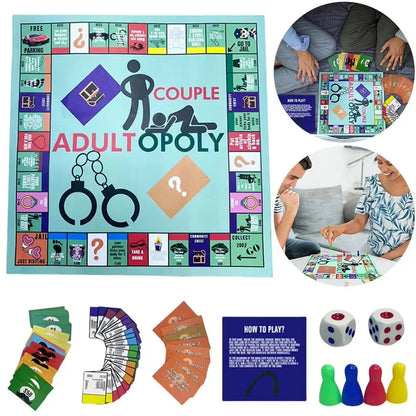 ！！Adultopoly Board Game Couple Adult Opoly Board Game Relationship Card Game Portable Couple Game Valentines Gifts for Him Her..