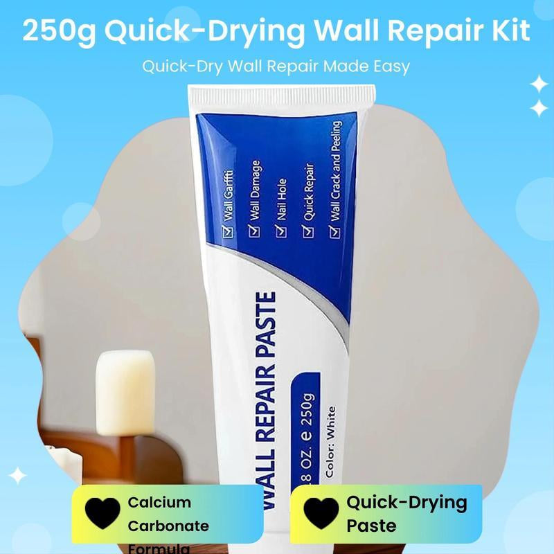 Drywall Patch Repair Kit, 250G Wall Mending Agent, Multi-Functional Quick-Drying Wall Repair Paste, Adhesive, Heavy Duty, Concrete Sealant Waterproof, Self Adhesive