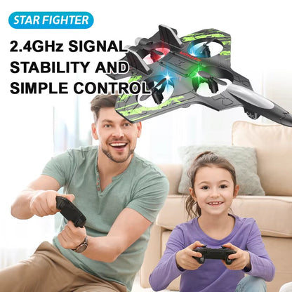 2.4G Remote Control Fighter Electric Foam Glider Stunt Tumbling UAV Hovering Helicopter with LED Colorful Lights Aircraft Model