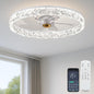 20‘’ Ceiling Fan with Light, Upgraded Low Profile Fan, Flush Mount Ceiling Fan, 6 Speeds, Dimmable LED, App & Remote Control, Quiet DC Motor, for Bedroom, Living Room, F115 White