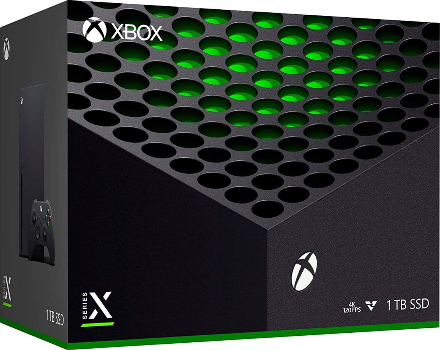 X-Box Series X Gaming Console Bundle - 1TB SSD Black X-Box Console with Two Wireless Controllers -Black and White -And Ahaghug Authorized HDMI Cable