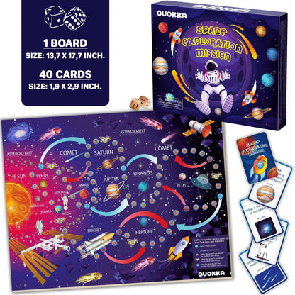 Learning Board Games for Kids 6-8 - Educational Trivia Cards Ages 8-12 - 3X Set World USA Map & Space
