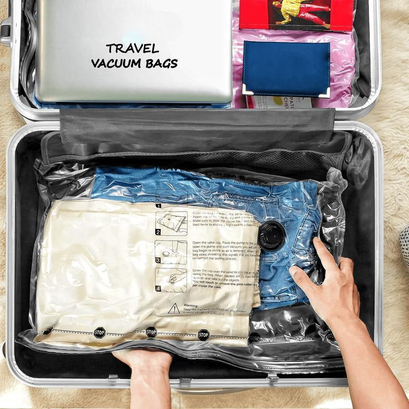 Travel Vacuum Bags with Portable Electric Pump, 12 Combo (3XL/3L/3M/3S) Compression Packing Seal Cubes for Clothing Suitcase Luggage Organizer, Space Saver Clothes Storage Bags