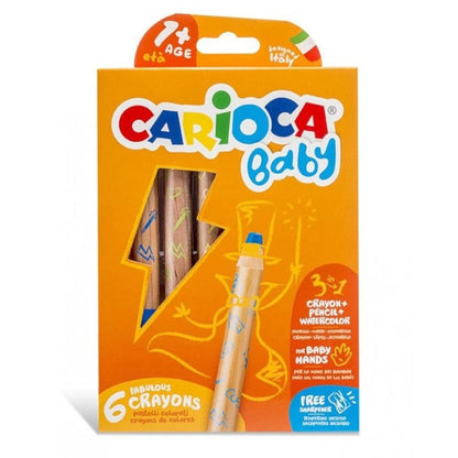 Carioca Jumbo Wooden Baby Coloring Pencils with Sharpener 6 Count