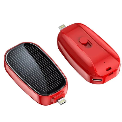 Solar Power Bank Mini Key Ring Portable Charger 1200Mah Outdoor Camping External Battery Emergent Power Cargador Portátil 보조배터리