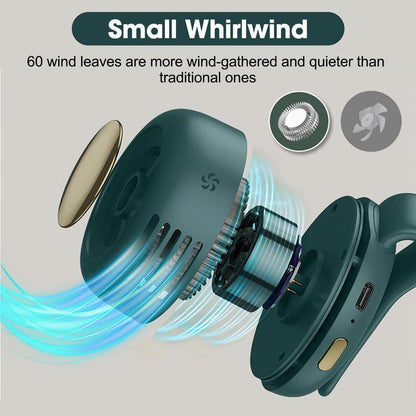Portable Silent Mini Bladeless Electric Fan with Rotating Body and Three-Speed Adjustable Silent Cooling, Clip-On Fan, Waist-Mounted Fan, Suitable for Outdoor Travel and Office Use, Summer Gift