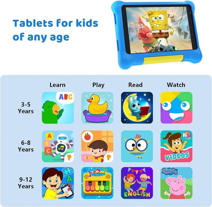 Kids Tablet 7 Inch, Android 13 Allwinner Go Quad Core, 5GB(2+3) RAM + 32GB ROM, 128GB Expansion, HD Display, Wi-Fi, Children Tablet with Parent Control - Blue