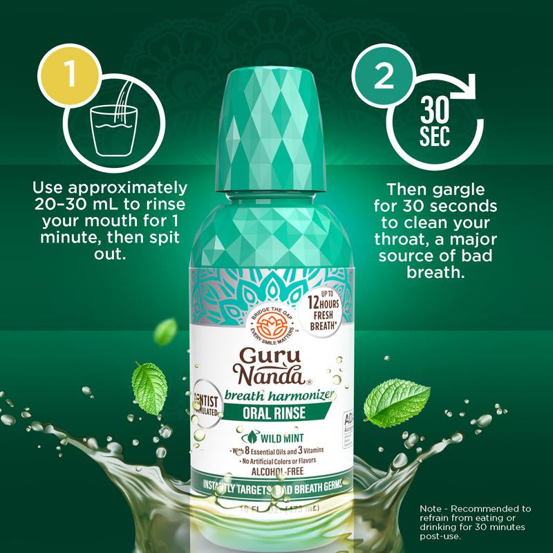 Oral Rinse Breath Harmonizer Mouthwash, Wild Mint - 2 Pack