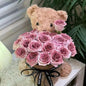 Valentine’S Day Teddy Bear with Eternal Rose Bouquet, Preserved Flower Plush Bear, Romantic Birthday Gift for Her Gift Sets