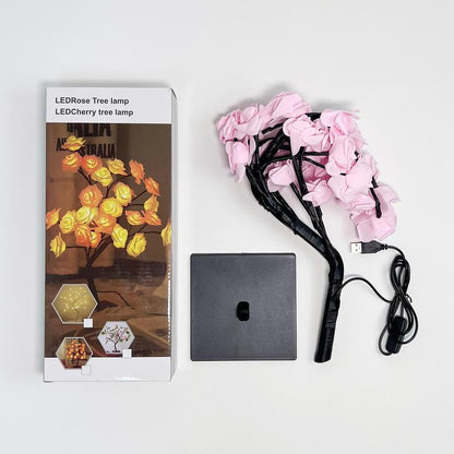 Rose Flower Design Tree Night Light, USB Powered Table Lamp, Versatile Indoor Room Lights for Bedroom, Holiday Decorative Lights, Perfect Valentine'S Day Gift & Home Decor, Nightlight for Bedroom