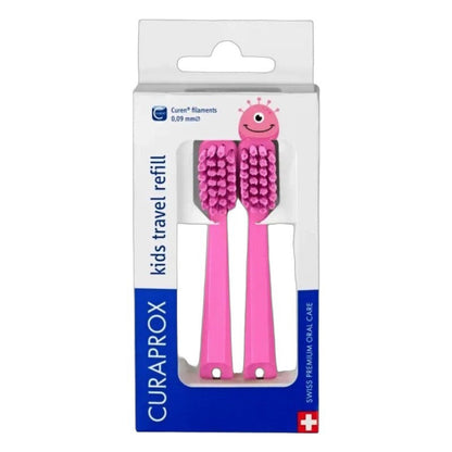 Curaprox Kids Travel Refill Ultra Soft Toothbrush Pink 2-Pack