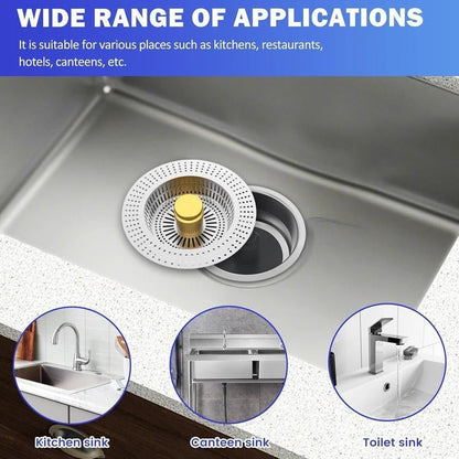 3 in 1 Kitchen Sink Drain Strainer,Universal Stainless Steel Kitchen Sink Stopper, Pop up Anti-Clogging for 3-1/2 Inch US Standard Sink Drain Strainer