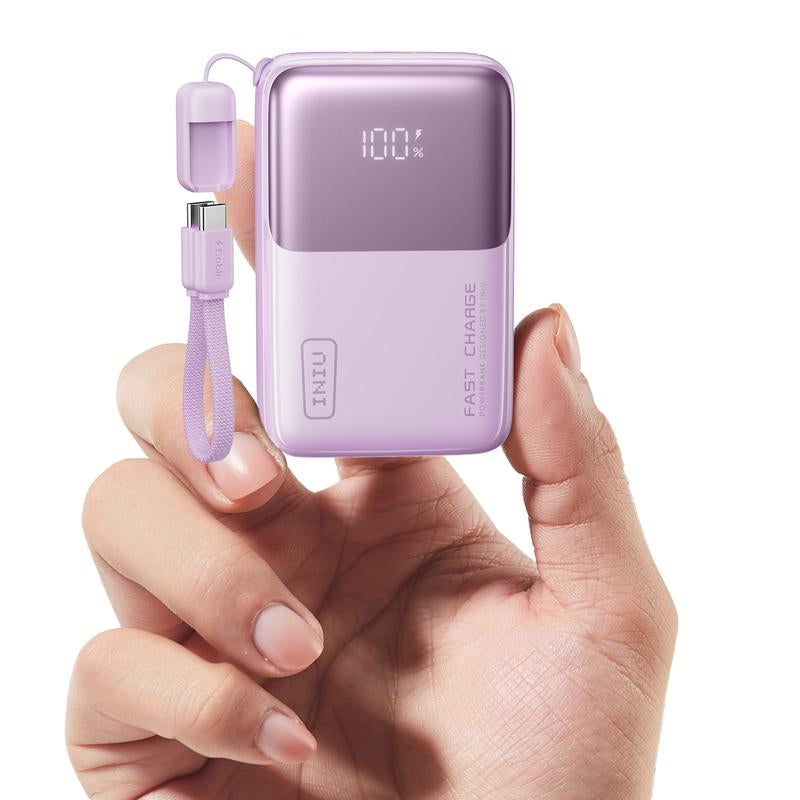 INIU Zapmini 45W PD 10000Mah Power Bank, Ultra Small Pocket Size Powerbank, Carry P50-E1 Travel Essentials Portable Charger, Detachable Lanyard USB C Cable Fast Charge Phone Battery Pack for Iphone 17 16 15 Series Ipad Airpods Samsung Switch Perfect Gift
