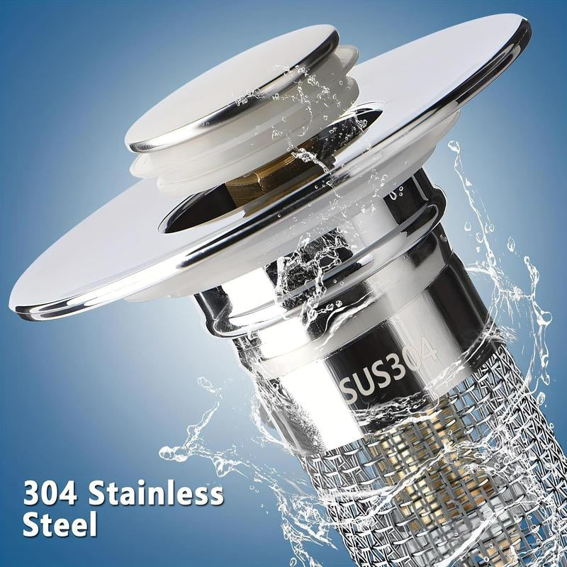 Citydry-Bathroom Sink Stopper Hair Catcher Universal Pop up Sink Drain Filter with Stainless Steel Filter Basket & Brass Drain Plug