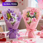Handmade Crochet Rose Bouquet Yarn Knitted Fake Flowers, Christmas Mother'S Day Valentine'S Day Wedding Anniversary Gift