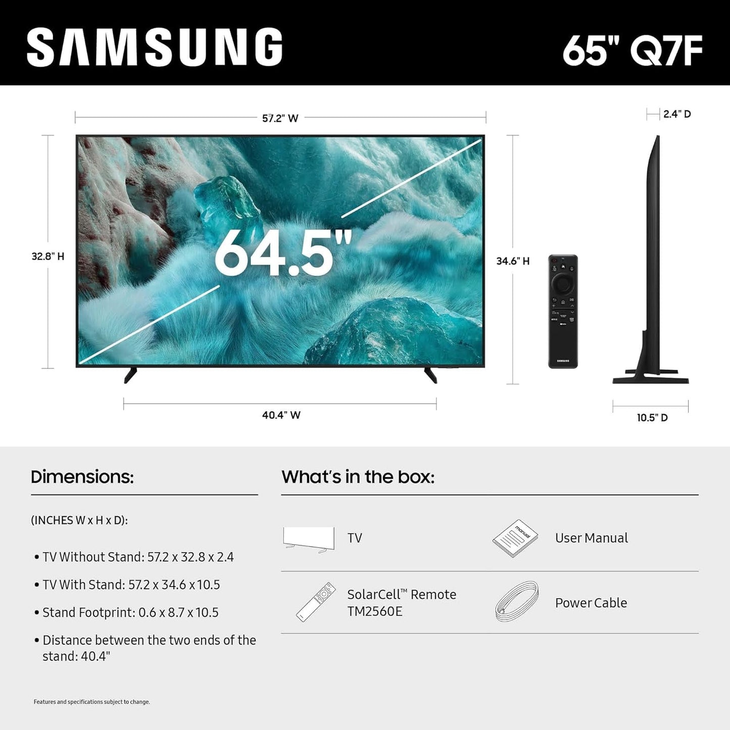 Samsung 65-Inch Class QLED Q7F Series  Vision AI Smart TV (2025 Model, 65Q7F) Quantum HDR, Object Tracking Sound Lite, Q4 AI Gen1 Processor, 4K Upscaling, Gaming Hub, Alexa Built-In