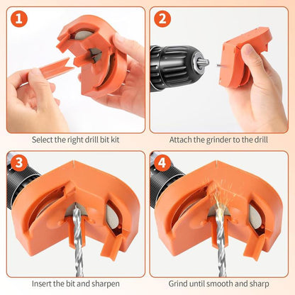 Drill Bit Sharpener with 2 Grinding Wheels,Portable Multipurpose Drill Bit Sharpener for Grinder Attachment,Power Drill Bit Sharpener for All Bits.