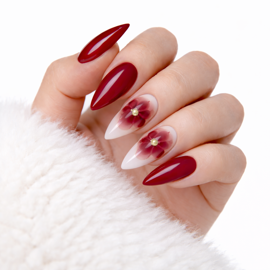 Salon-Style French Tip Press-On Nails - Coffin #031
