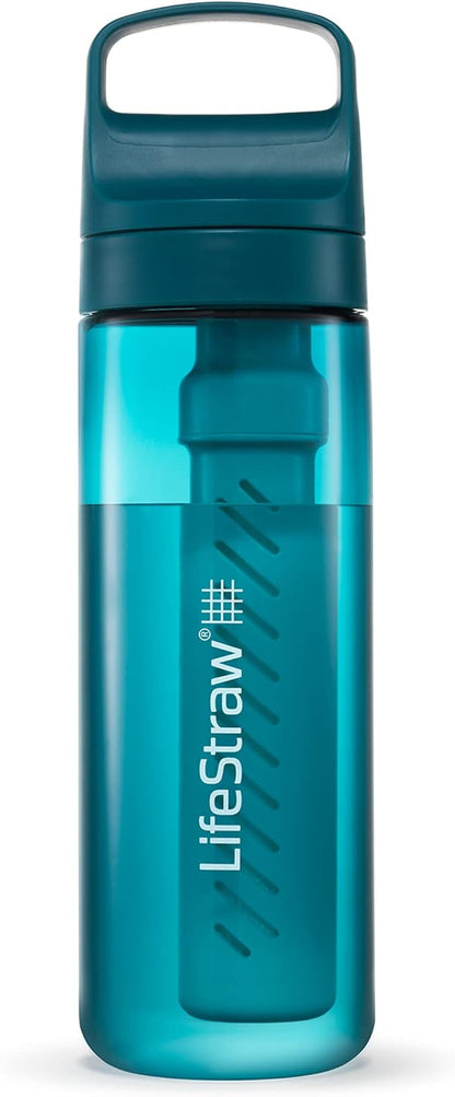Lifestraw Go Series – Bpa-Free Water Filter Bottle for Travel and Everyday Use, Removes Bacteria, Parasites and Microplastics, Improves Taste, 22 Ounce, Nordic Noir