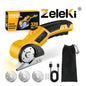 Zeleki Cordless Electric Scissors 4V – Rechargeable Heavy Duty Cutter with Safety Lock, LED Light, Long Battery Life & 2 Extra Blades | Easy-To-Use Wireless Shears for Cardboard,  Packaging Yellow with Storage Bag