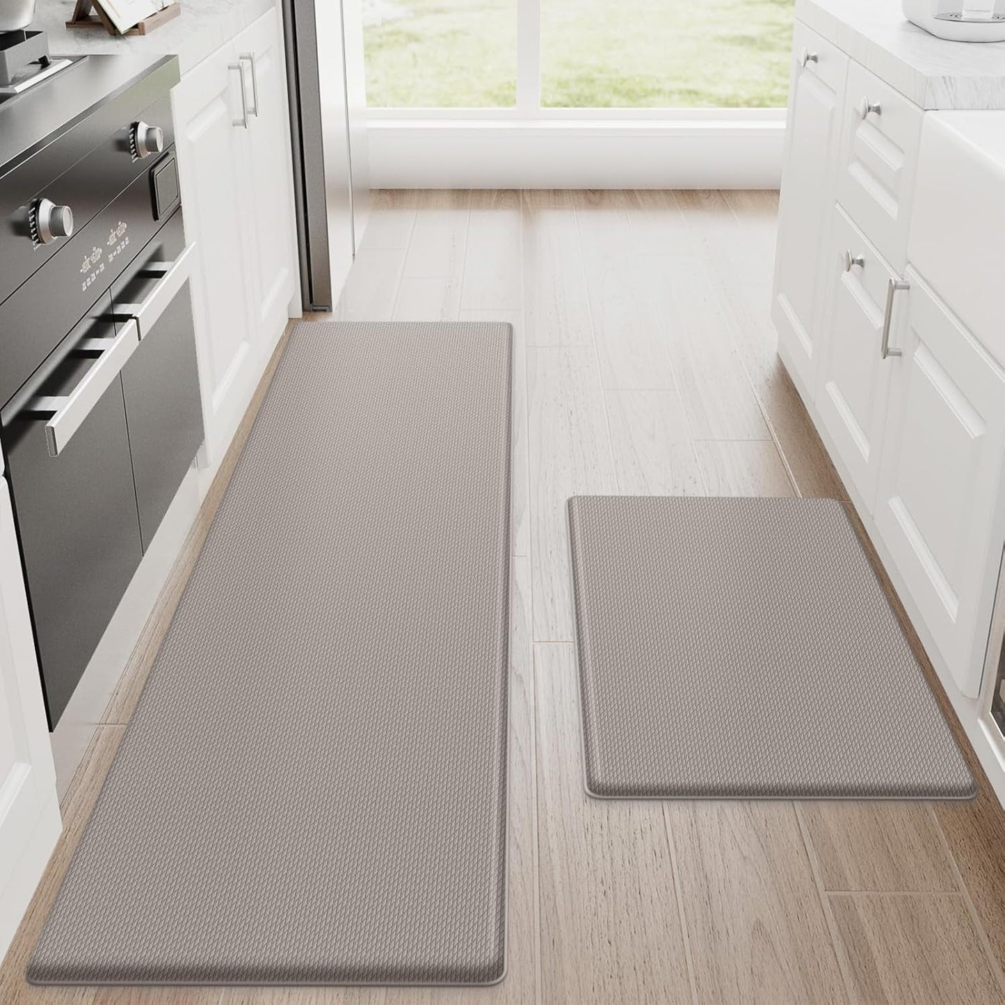 Kitchen Mats, 2PCS Kitchen Rugs, Cushioned anti Fatigue Kitchen Mats for Floor, Non-Slip Standing Desk Mat, Waterproof Kitchen Rug Set for Kitchen,20" X 32"+20" X 94.5"-Full 1Inch Thick,Black