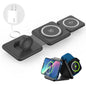 UNIQNOVA 3In1 Wireless Fast Charging Station for Iphone 17/16/15/14/13/12 Series, Airpods 3/2/Pro, Iwatch - Mag-Safe Metallic Foldable Charger Stand