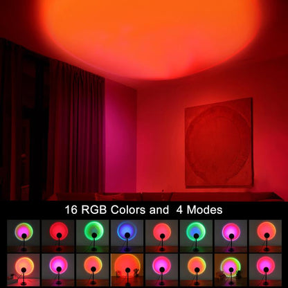 Fall Sunset Lamp Projector Light 180° Adjustable Sunset Mood Lamp, 4 Modes, Remote Control RGB Ambient Night Light for Bedroom, Gaming Room, Live Streaming Photography & Parties Home Wall Decor Party Live Streaming Christmas Gift