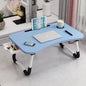 PHANCIR Escritorio Plegable Para Regazo, Mesa Portátil De Madera Para Laptop De 23.6 Pulgadas, Organizador De Oficina Para Espacio De Trabajo, Bandeja Para Cama Y Sofá Con Ranuras/Portavasos/Cajón, Antideslizante Para Leer Escribir Comer Ver, Nogal