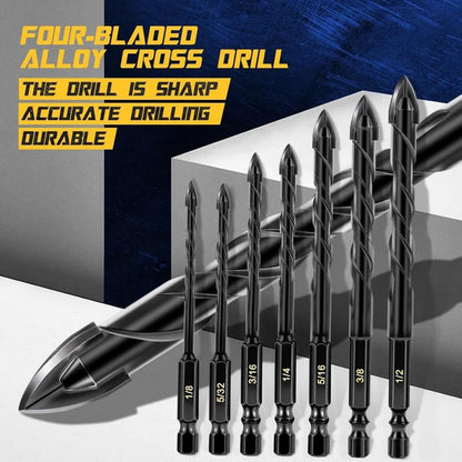 Masonry Spiral Drill Bit Set, Concrete Drill Bit Set for Tile, Brick, Glass, Plastic and Wood, Tungsten Carbide Tip for Ceramic Tile, Wall Mirror, Paver on Concrete or Brick Wall
