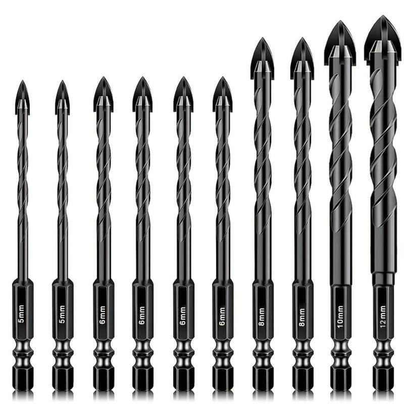 Masonry Spiral Drill Bit Set, Concrete Drill Bit Set for Tile, Brick, Glass, Plastic and Wood, Tungsten Carbide Tip for Ceramic Tile, Wall Mirror, Paver on Concrete or Brick Wall