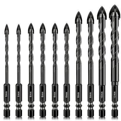 Masonry Spiral Drill Bit Set, Concrete Drill Bit Set for Tile, Brick, Glass, Plastic and Wood, Tungsten Carbide Tip for Ceramic Tile, Wall Mirror, Paver on Concrete or Brick Wall